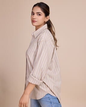 Stripes Shirt With Roll up Sleeves