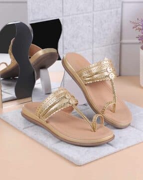 Buy Gold Flip Flop Slippers for Women by Metro Online