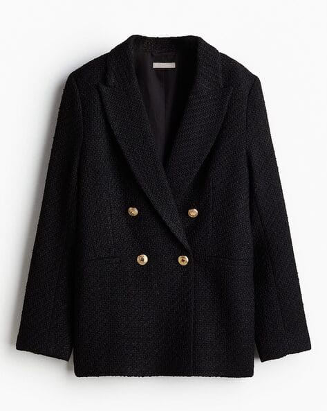 Tweed Blazer Ladies Black Blazer Gold Buttons Buy Black Blazers Waistcoats  For Women By H&M Online