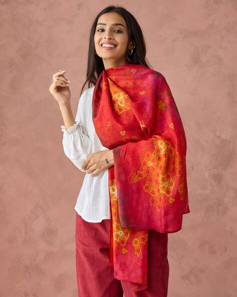 Women Printed Stole with Tassels Price in India