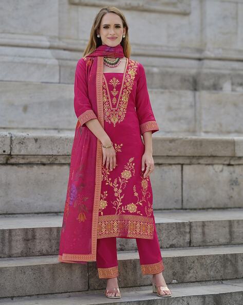 Women Embroidered Straight Kurta Set Price in India