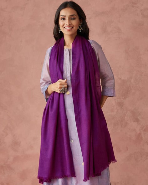 Women Woven Stole with Tassels Price in India