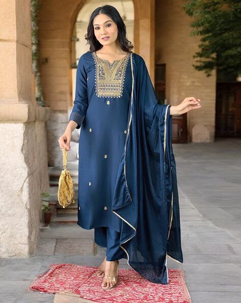 Women Self-design Straight Kurta Set Price in India