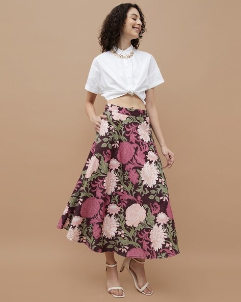 Colour Me Women Printed Flared Skirt