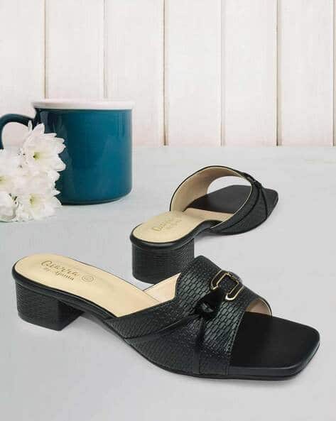 Buy Black Heeled Sandals for Women by AJANTA Online