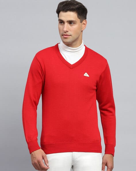 Men Regular Fit V-Neck Pullover
