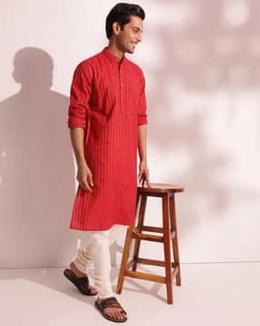 Men Slim Fit Mandarin-Collar Kurta-image-34