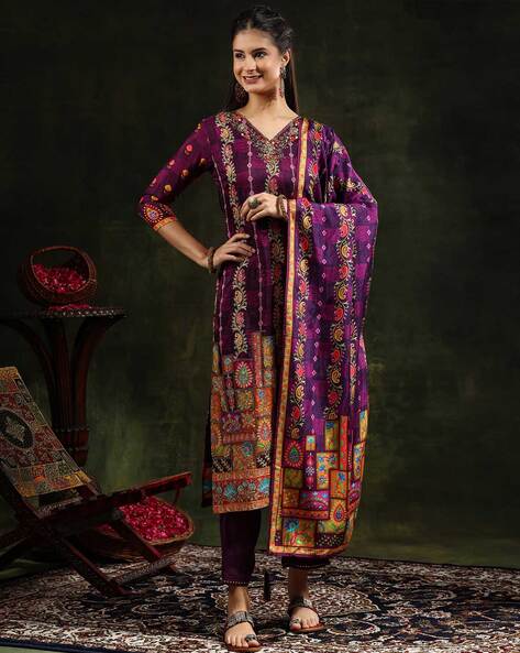 Purple Kurta Suit Sets for Women by BERRYLICIOUS Online | Ajio.com
