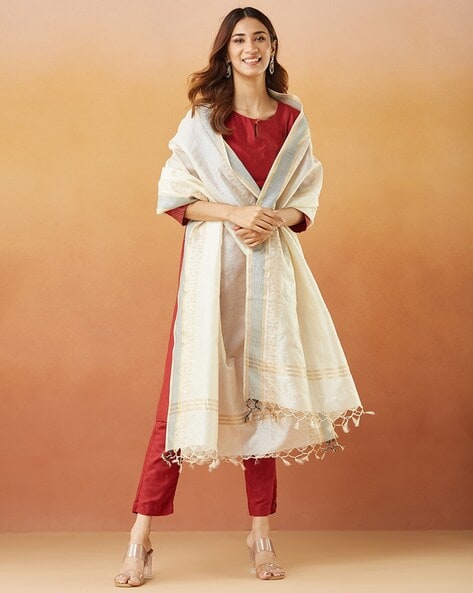 Women Zari Woven Dupatta Price in India