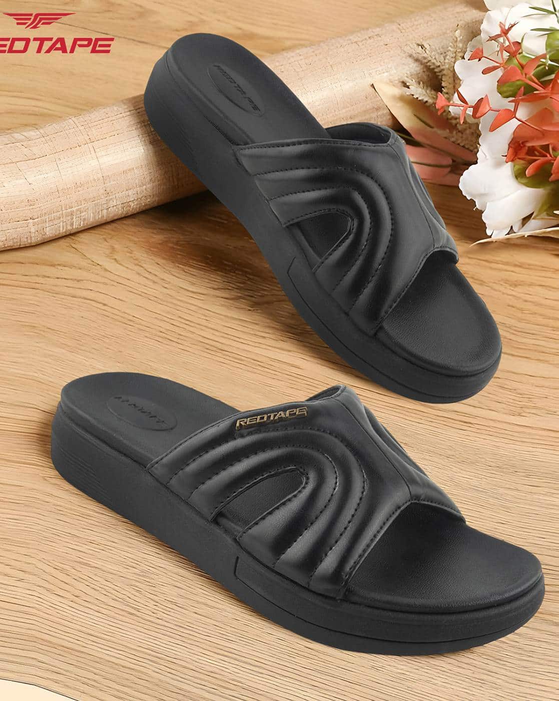 Buy RED TAPE Open-Toe Slip-On Flip-Flops Online | Ajio.com