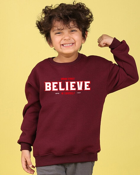 Buy Burgundy Sweatshirts Hoodie for Boys by Nusyl Online Ajio