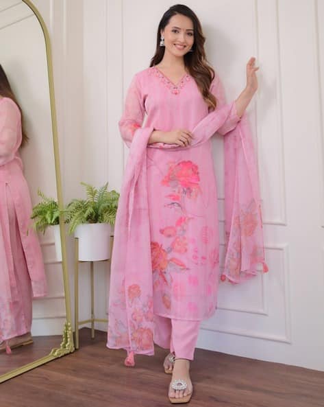 Buy Pink Kurta Suit Sets for Women by Japnaam Online