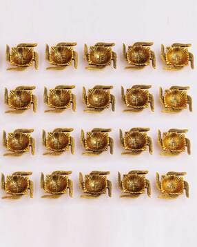 indian shelf Set of 20 Metal Swastik Diyas-picture-45