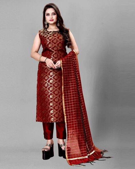 Women textured unstitched dress Price in India