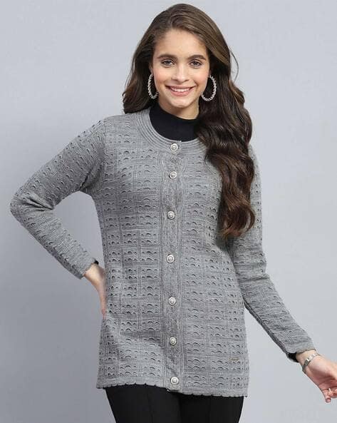 Women Knitted Cardigan with Button Closure