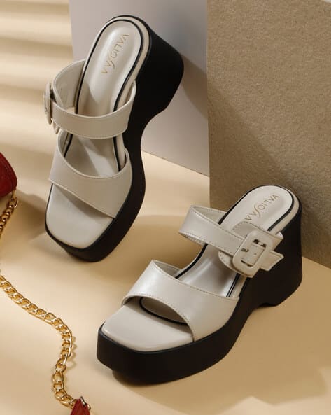 Buy Cream Heeled Sandals for Women by Valiosaa Online