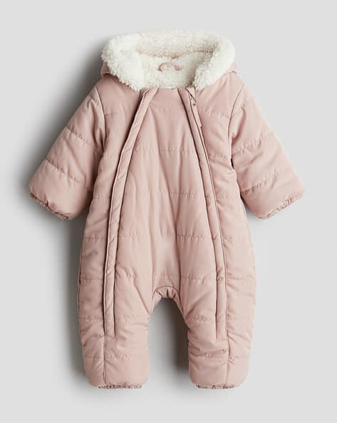 Fleece H And M Pramsuit H&M Baby Girl 9M Snowsuit Pink Polka Dots
