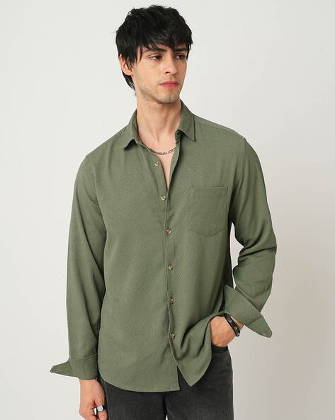 Men Self-design Slim Fit Shirt