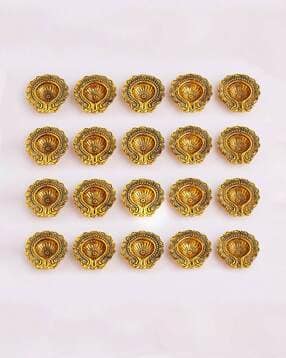 Set of 20 Metal Leaf Pattern Diyas-image-24