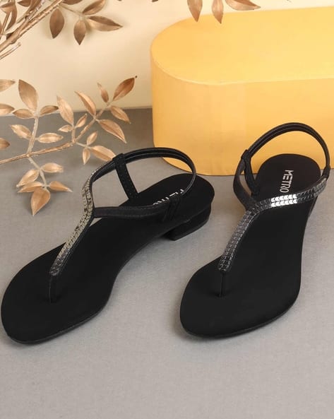 Buy Black Flat Sandals for Women by Metro Online