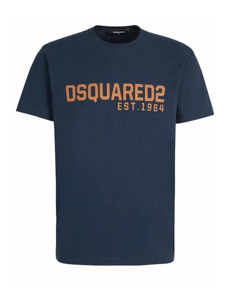 Buy Dsquared2 Logo Print Regular Fit Cotton T-Shirt Navy Blue