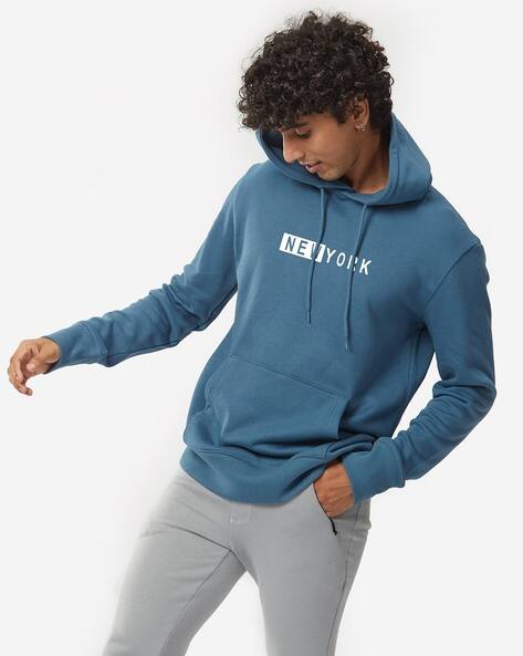 Pullover Graphic Hoodie Men Loose Fit Printed Hoodie Black/Los