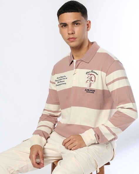 Men Striped Slim Fit Polo T-Shirt