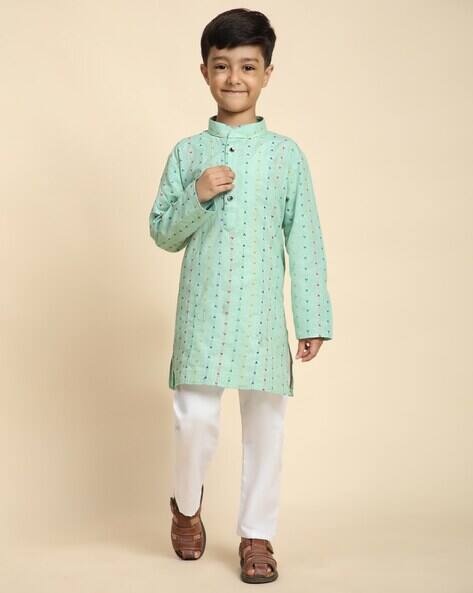 PRO-ETHIC(STYLE DEVELOPER) Boys Geometric Regular Fit Kurta Pyjama Set