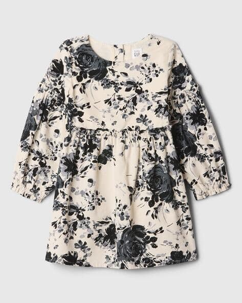 Girls Floral Print Fit Flare Dress