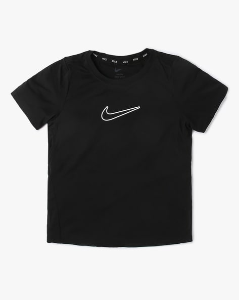 Nike Girls Logo Print Crew-Neck T-Shirt