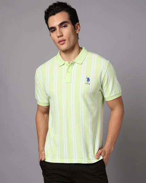 Men Striped Slim Fit Polo T-Shirt