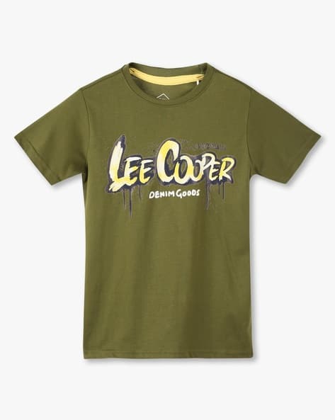 Boys Brand Print Regular Fit Round-Neck T-Shirt