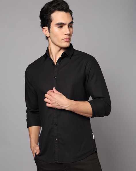 Men Dobby Slim Fit Shirt