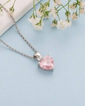 Women Silver Pink Heart Pendant-image-41