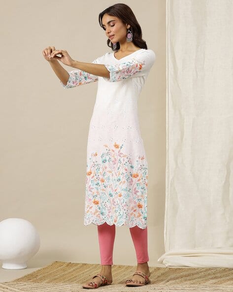 Buy Off-White Pink Kurtas for Women by AURELIA Online