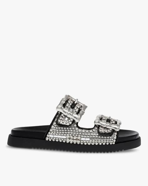 Women Majesta Embellished Dual-Strap Slip-On Sandals