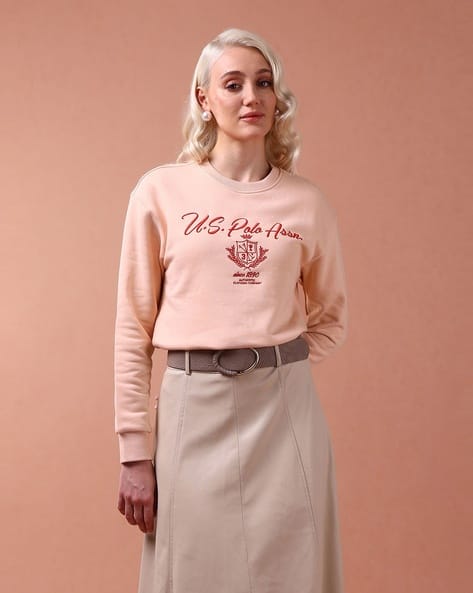 Embroidery Polo Sweatshirt -powder pink-