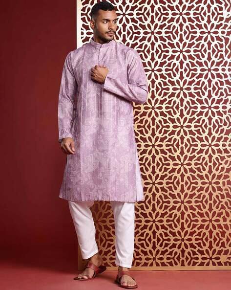 Buy Mauve 2-Piece Ethnic Suit for Men by MANQ Online