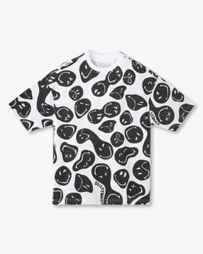 Boys Smiley All-Over Print Loose Fit Cotton Crew-Neck T-Shirt-image-12