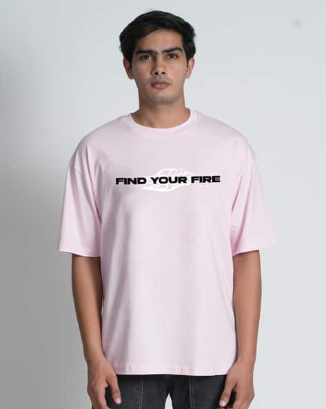 Men Typographic Print Oversized Fit Round-Neck T-Shirt