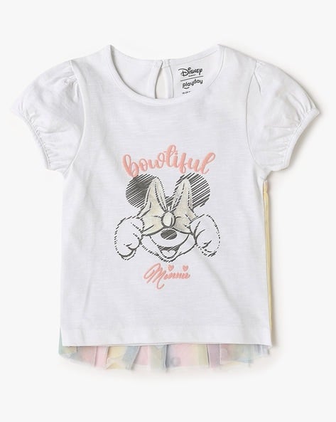 Girls Tulle Mesh Regular Fit T-Shirt