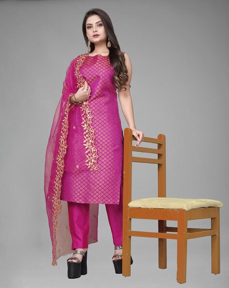 Women textured unstitched dress Price in India