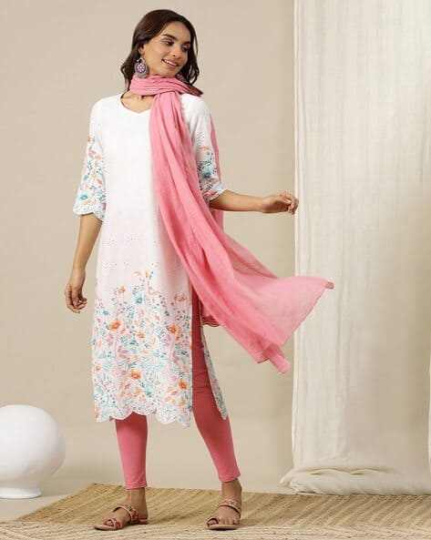 Buy Off-White Pink Kurtas for Women by AURELIA Online