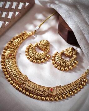 women gold-plated necklace & earrings