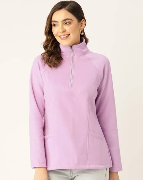 zip fleece purple half zip sweatshirt
