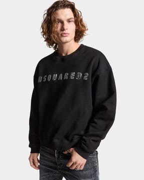【送料&関税込】Dsquared2 Black Cotton Sweatshirt DSQUARED2 | Icon Print Cotton Sweatshirt | Men | Black/Green