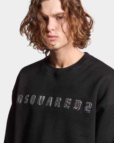 Buy Dsquared2 Logo Embossed Regular Fit Sweatshirt | Black