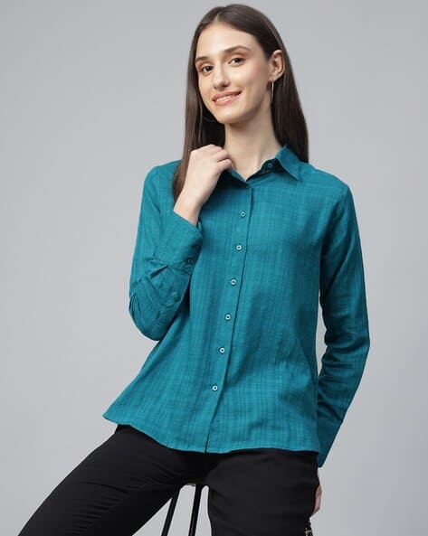 Buy Turquoise Blue Shirts for Women by HANCOCK Online