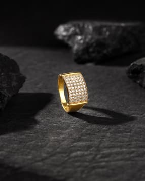 Men Sterling Silver Gold-Plated Band Ring