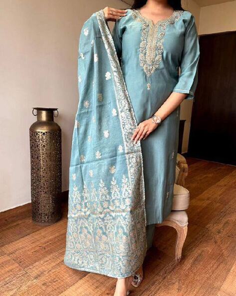 Women Embroidery Straight Kurta Set Price in India